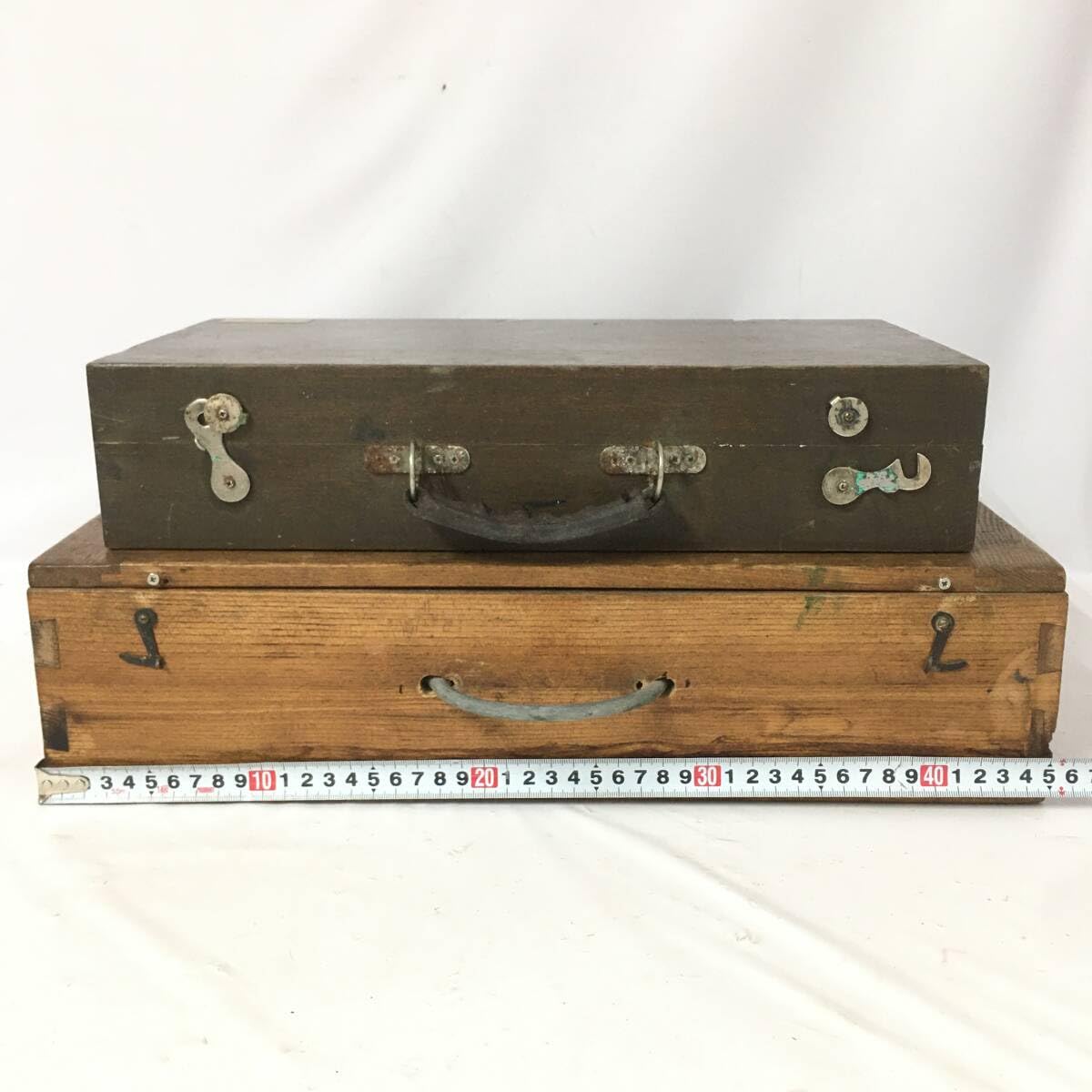 Amazon.co.jp: KNY392古い絵具箱2点まとめて木製古民具レトロ木箱油絵